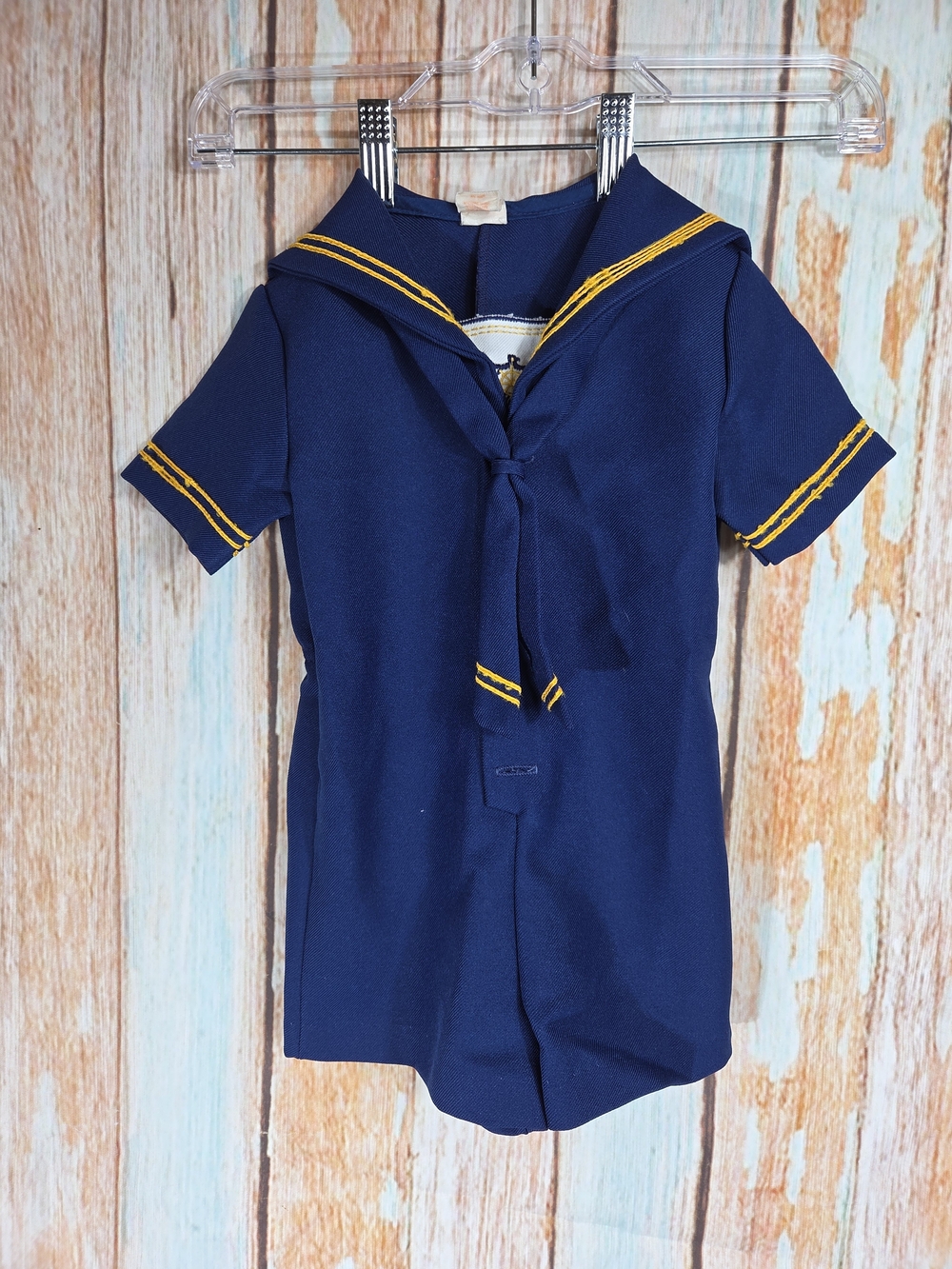 Vintage Fawn Togs Nautical Sailor Romper Short Sleeve Blue/Yellow Kids Unisex 3T